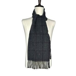 Polo Ralph Lauren | Men | Gray Tartan Plaid Lambs Wool Blend Fringe Scarf | OS